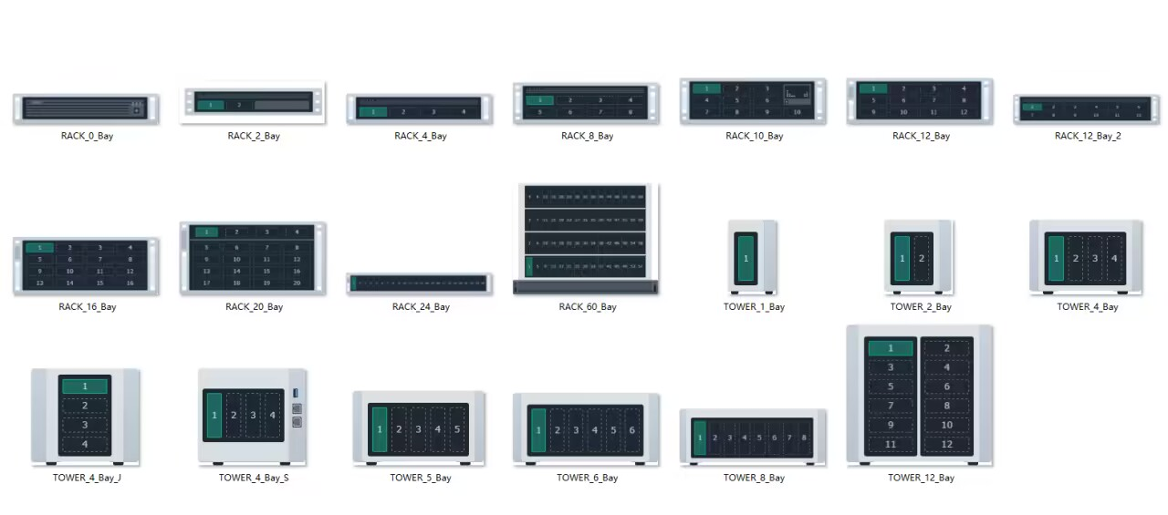 存储面板 RACK/TOWER 布局对照表